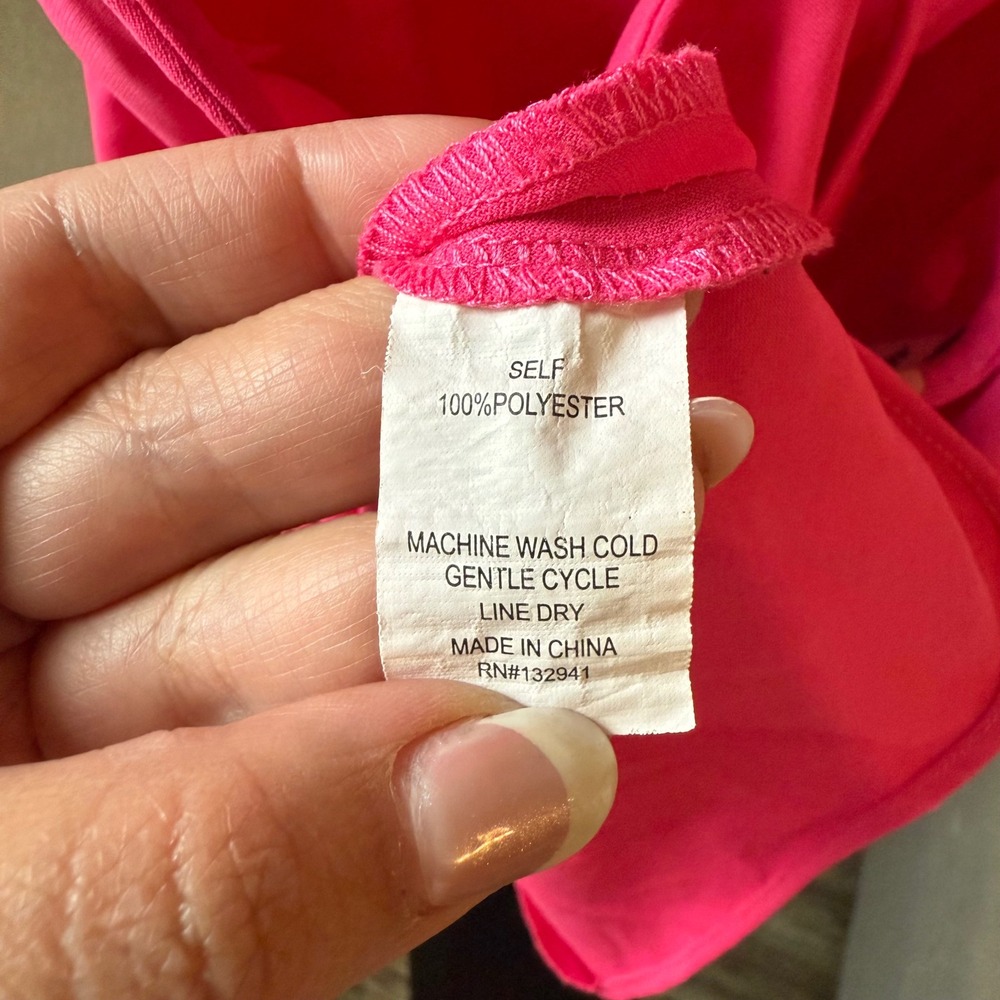 Amanda Uprichard Hot Pink Cowl Neck Halter Top XL – Draped Open Back Blouse - Picture 6 of 8